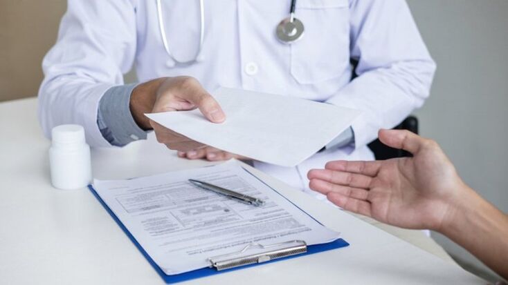 the doctor prescribes treatment for parasites